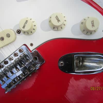 Hondo H76 Stratocaster Guitar, 1980's, Korea, Red, Fresh Setup image 5