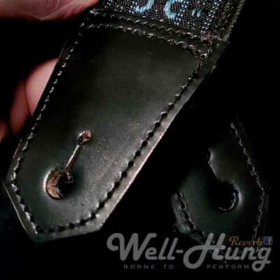 Well-Hung "1969 Series  - Wedding Bell Blues" 3" wide padded leather guitar strap image 2