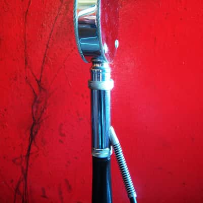Vintage RARE 1950's Astatic D-104 crystal "Lollipop" microphone Chrome w period Astatic E6G desk stand image 6