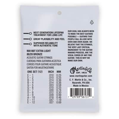 Martin MA180T Authentic Acoustic Lifespan 2.0 80/20 Bronze Extra Light 12-String 10-47 image 2