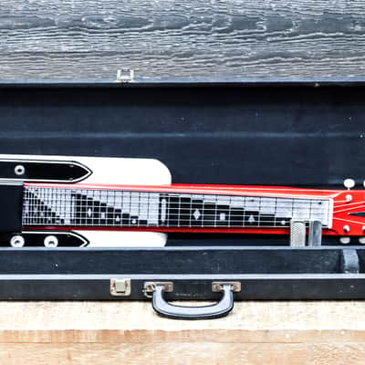 National Dynamic Lap Steel Red & White 6-String Electric Lap Steel Guitar w/Case image 11