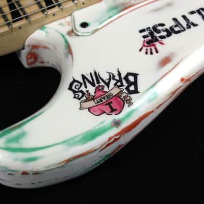 Custom Painted and Upgraded Fender Squier Strat - Aged and Worn With Graphics and Matching Headstock image 16