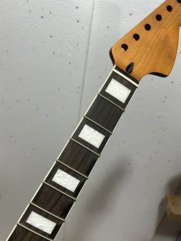 roasted maple electric guitar neck 22 fret big head rosewood block inlay image 1