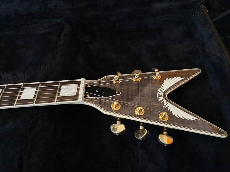 RARE Dean Limited Edition Black Gold ML Trans Black AAA Flame | Reverb