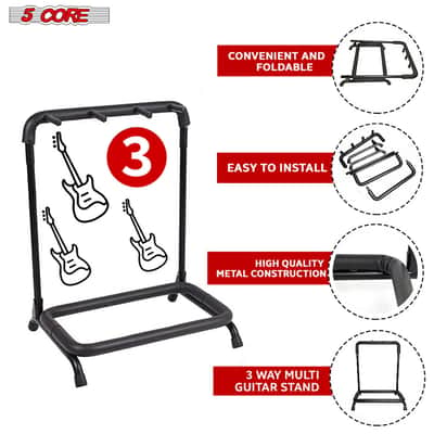 5 Core Guitar Rack Stand 3 Guitars Holder Universal Multi Storage for Acoustic Electric and Bass - GRack 3N1-GRack 3N1 OVAL image 15