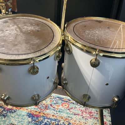 DW Zak Starkey's THE WHO, 8-Piece Tour Set with Rack and Matching Snare! 1988 - White/Gold Hardware image 15
