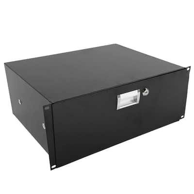 4U Professional Rack Case 19" Steel Plate DJ Drawer Equipment Cabinet with Key image 1
