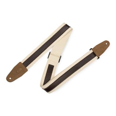 Levy's MC2CG-NAT-DBR 2" Cotton With Butter Leather Strip Guitar Strap - Natural/Dark Brown image 1