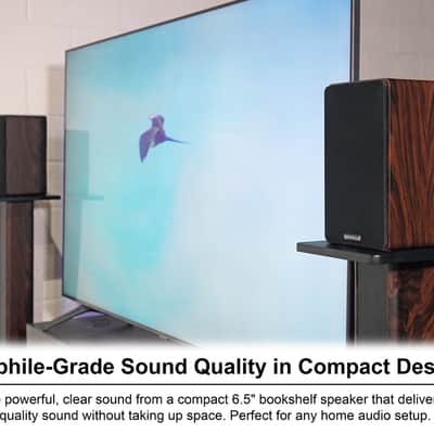 Pair Rockville RockShelf 68D 400w Dark Wood 6.5" Home Theater Bookshelf Speakers image 2