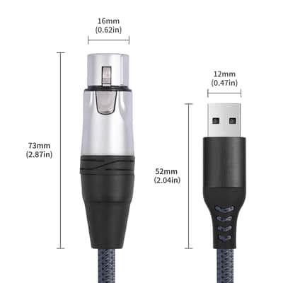 XLR Female to USB Mic Link Converter Cable,XLR Female to USB Microphone Cable,Microphone to Computer Recording line-10Ft image 2