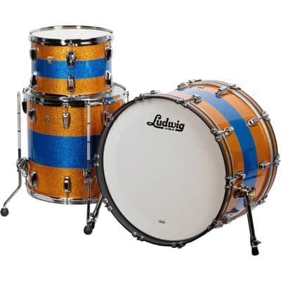 Ludwig Classic Maple Limited Edition 3-Piece Shell Kit, Blue Gold Blue Sparkle (L84233AX3AWC) image 4