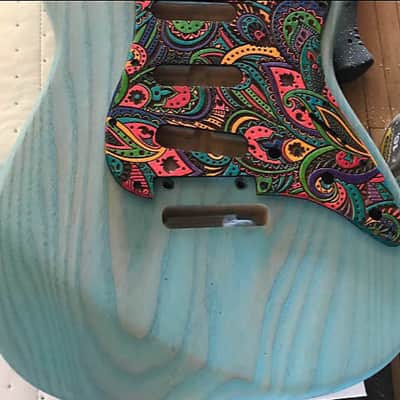 Raw paisley laser engraved wood pickguard for stratocaster plus vinyl guitar case sticker image 3