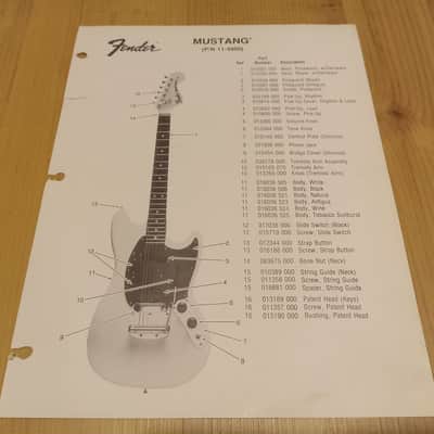 Vintage Late 1970's Fender Mustang Replacement Parts List! Original Case Candy, Paperwork! image 1