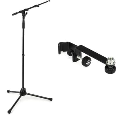 K&M 210/9 Telescoping Boom Microphone Stand and Clamp-on Mic Holder image 2
