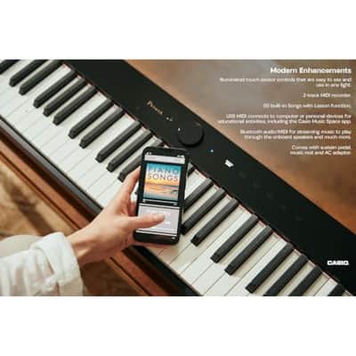Casio Privia PX-S1100 Portable Digital Piano with 88 Weighted Keys, 18 Tones, Touch Sensor Controls, Sustain Pedal, Bluetooth, USB, AC Adapter, 16W Speaker System, Gloss Black Finish (PX-S1100BK) image 4