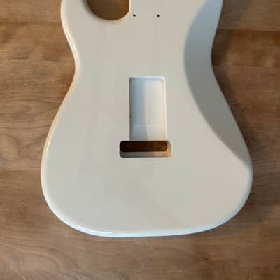 Thinline Semi-Hollow Strat Body HSS with F Hole - Gloss White image 6
