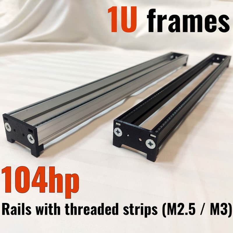 Intellijel 1U 104HP Eurorack Rails Kit with Brackets & Threaded Inserts (Black / Silver) image 1
