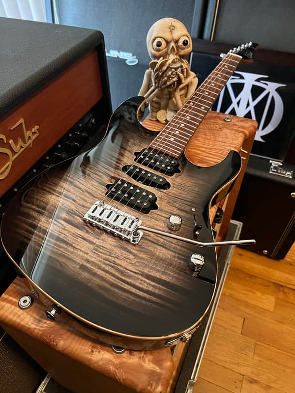 Suhr Modern Plus HSH with Pau Ferro Fretboard Flamed Top Trans Charcoal Burst image 1