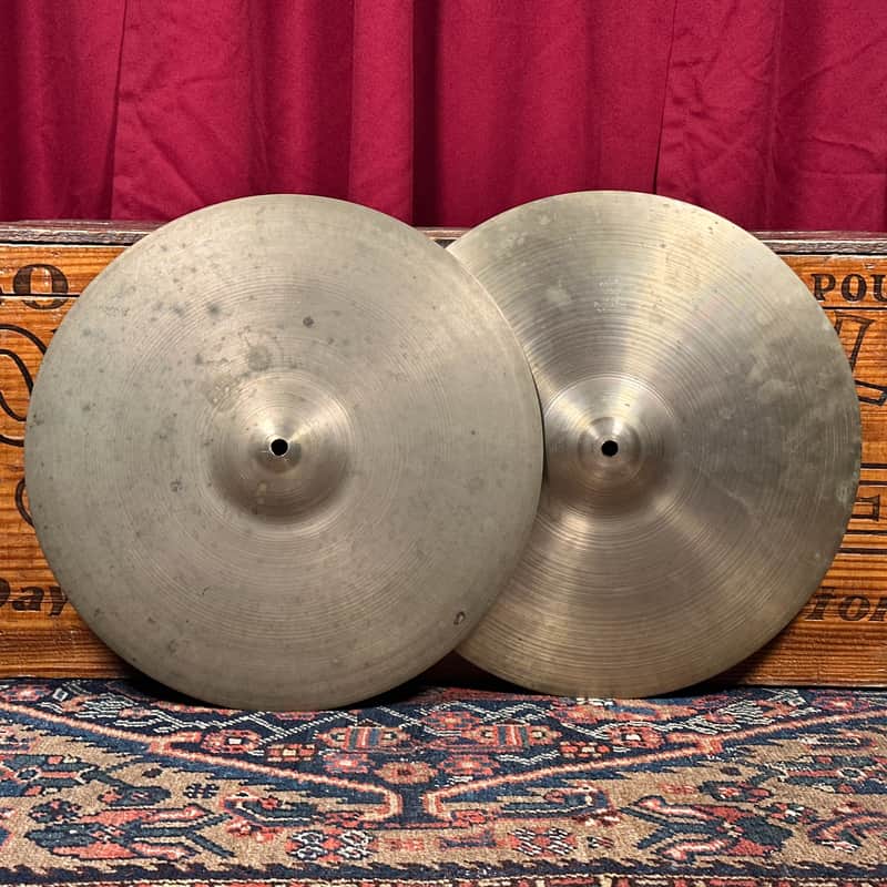 14" Zildjian A 1940s-1950s Trans Stamp THIN Hi-Hat Cymbal Pair 610g/642g *Video Demo* image 1
