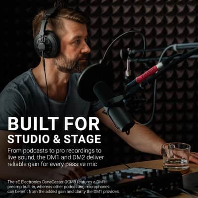 sE Electronics DM1 Dynamite Ultra-Slim Inline Microphone Preamp for Ribbon & Dynamic Microphones - Mic Preamp with +28dB Gain for Clean, Natural Sound - Ideal for Podcasting & Live Sound (Black) image 6