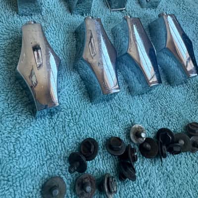 Fibes Lot of 8 Floor or Mounted Tom Bass Drum Lugs with 16 Mount Screws 70s - Chrome image 1