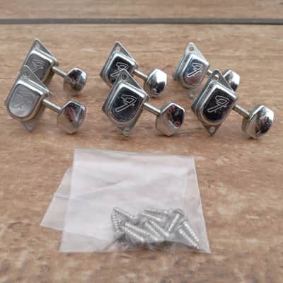 Set of Vintage Late 1960's Fender "F" Guitar Tuners w/ Screws! Original Stratocaster, Telecaster Parts! image 1