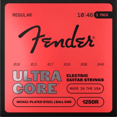 Fender 3-PACK 1250R Ultracore Electric Guitar Strings, NPS, Ball End, Reg 10-46 image 2