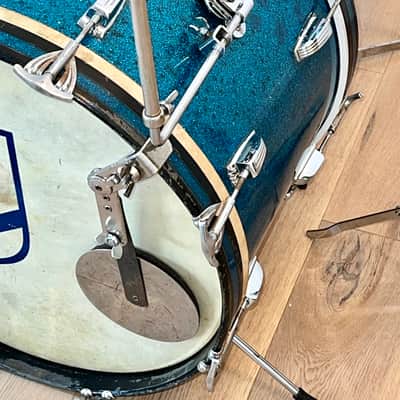 1950's WFL 4 Piece Drum Kit, Blue Aqua Sparkle, Complete W / Cases, Drop Dead Gorgeous image 7