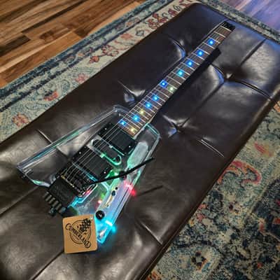 Headless Transparent Lucite LED Light Show Wedge Guitar w/Tremolo image 3