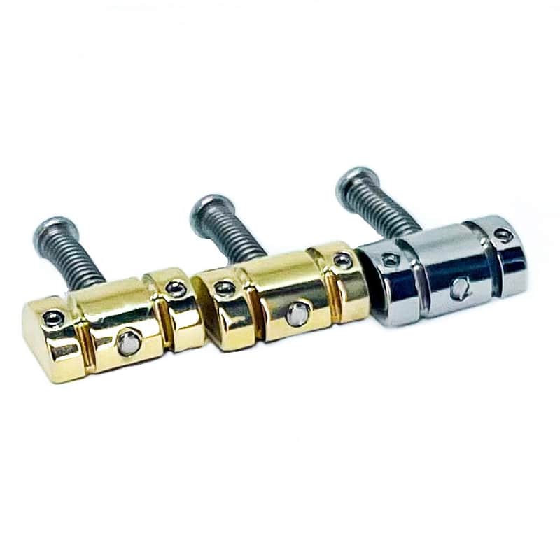 Bensonite Compensated Tele Saddles - Stainless Steel and Brass - Polished image 1