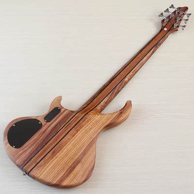Full Zebra Wood Custom 6 String Electric Bass, 24 Frets Fingerboard image 12