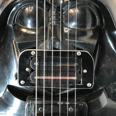 Electric Guitar Made Out Of A Vintage Star Wars Darth Vader Action Figure Case The Vadercaster 2022 Black plastic image 3