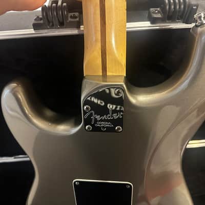 SHARP! Fender American DELUXE Stratocaster Electric Guitar Tungsten MAPLE Neck + Deluxe TSA Case. Tuxedo style. image 13