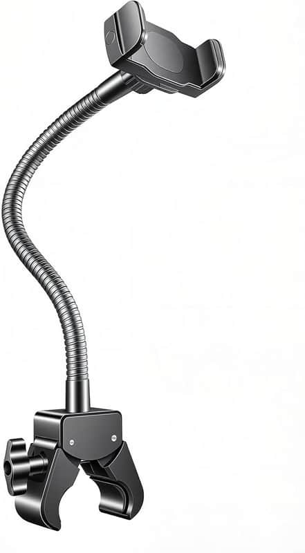 Mic Stand Phone Holder, Heavy-Duty Gooseneck Phone Holder with Super Clamp & Universal Phone Mount, Adjustable 360° Flexible Arm Clip for Mic Stand, Music Stand, Tripod, 13-INCH image 1