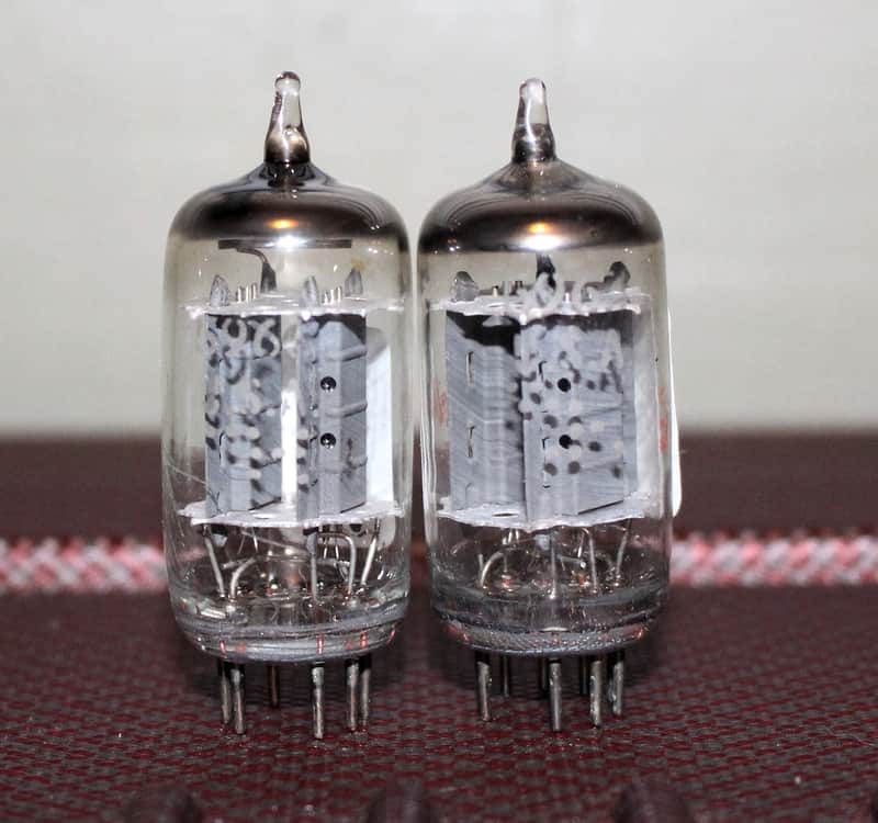 GE 5963 12AU7 PERFECT MATCH PAIR LONG GRAY PLATE HALO GETR TEST NOS++ VINTAGE 1960'S image 1