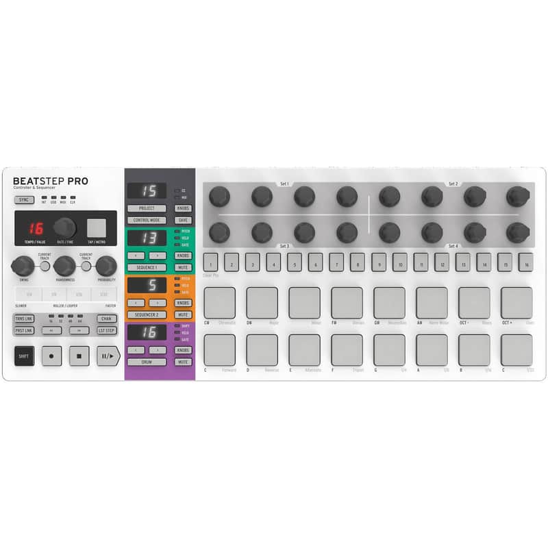 Arturia BeatStep Pro Controller and Sequencer — Aftertouch, Velocity Sensitive, With 2 Independent Melodic Sequencers, Drum Sequencer, 16 Drum Pads, MIDI/CV/Gate I/O and Music Production Software image 1
