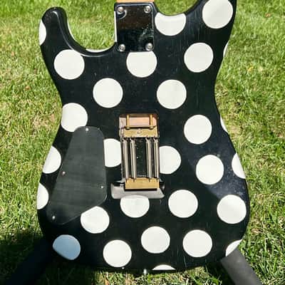 MusiKraft Super Strat - Black w/white polka dots- EVH image 2