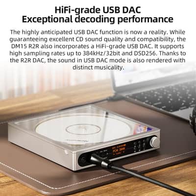 FiiO DM15 Portable Stereo CD Player with True 24Bit R2R DAC, 1150mW+1150mW High-Power Output, aptX Adaptive Bluetooth Transmitter, 24 Sound Presets, USB/CD HiFi Audio, HD Display (Red) image 7