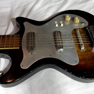 Vintage Kingston 1960's Electric Guitar - Tobacco/Sunburst two tone dual pickups image 2