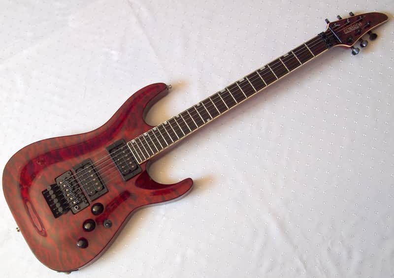 ESP Edwards E-HR 98 QM 1998 Transparent Red | Reverb