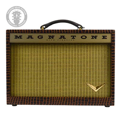 New Magnatone Starlite 1X8 Combo Amp w/TRG Exclusive Brown French Alligator Wrap & Gold Stripe Grillcloth #7759 image 1