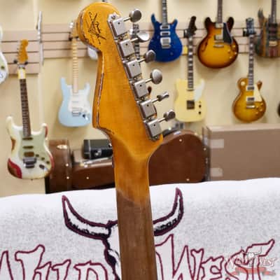 Fender Custom Shop Wild West White Lightning Stratocaster HSS Floyd Rose Maple Board 22 Frets Heavy Relic British Racing Green 8.00 LBS image 11