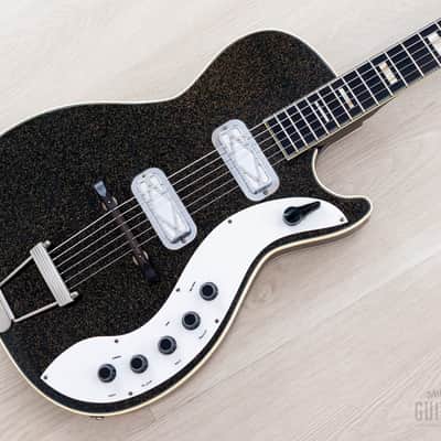 1960 Silvertone Stratotone Jupiter 1423 Vintage Guitar by Harmony USA w/ DeArmond Gold Foils, Case image 1