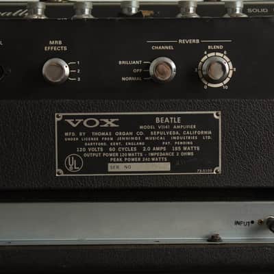 Vox  Beatle/Super Beatle Solid State *LOCAL PICKUP ONLY* Head and Cabinet Amplifier (1967), ser. #1053756. image 7