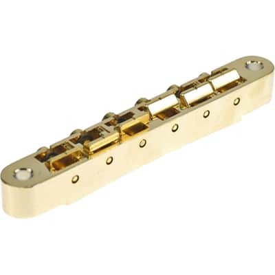 Faber ABRH-GG ABRH Bridge, For Gibson® ABR-1, Gloss Gold, Brass saddles gold plated image 2