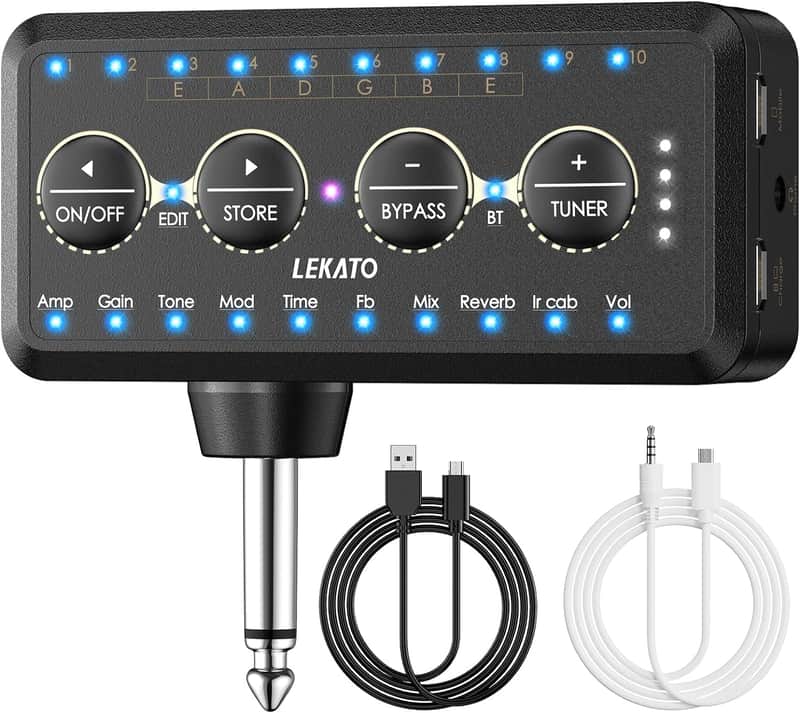 Guitar Headphone Amplifier Rechargeable Guitar Headphone Amp with Multi Effects - Amp Models, IR Loading, Tuner, Portable Bass Guitar Headphone Amplifier Delay Reverb Chorus Overdrive image 1