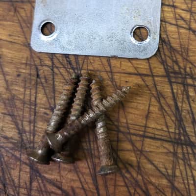 Vintage 1960's Teisco Del Ray E-110 Neck Plate and Screws Japan Luthier Parts image 3