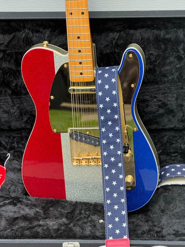 Fender Buck Owens Signature Telecaster 2024 - Present - Red, Silver, and Blue Sparkle
