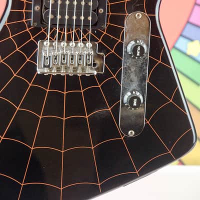 Used Turbo Electrics Spider Web Decal Explorer Style Guitar, Made by Cort, Hard Case image 4