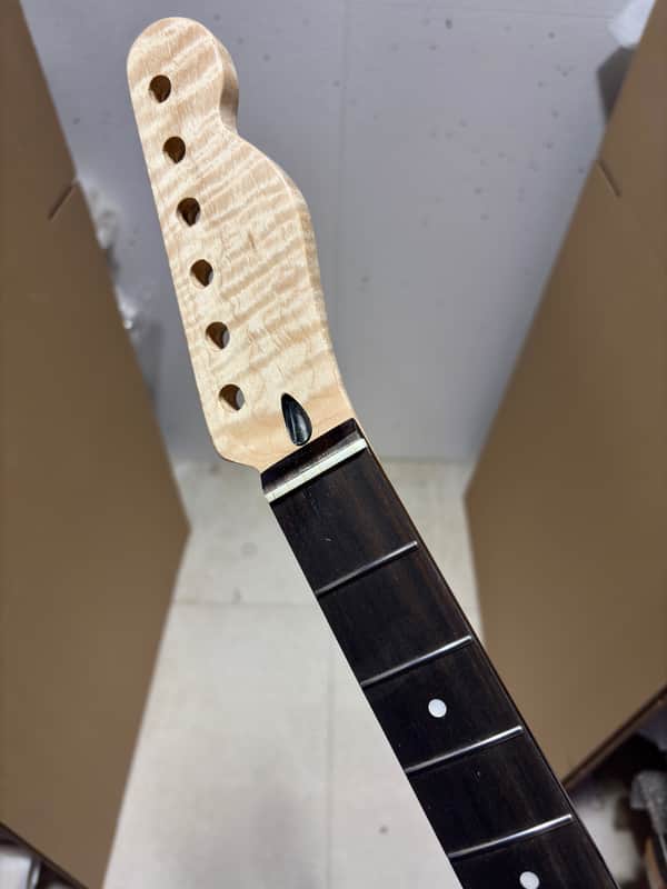 6string Stainless steel 22fret Rosewood Natural Flame Maple Electric Guitar Neck Gloss image 1